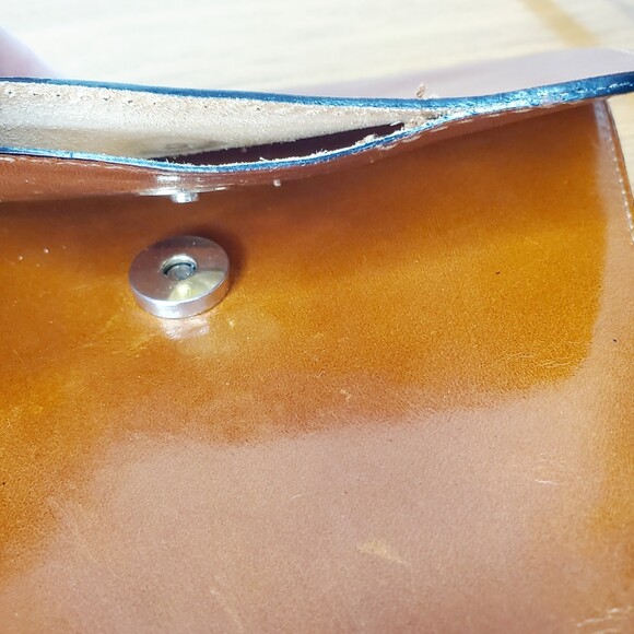 VTG 90s Cognac Brown Leather Shoulder Bag Purse Boho Western Made in Italy - Picture 10 of 12